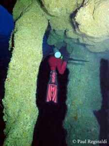 Casey diving through Stalagtite